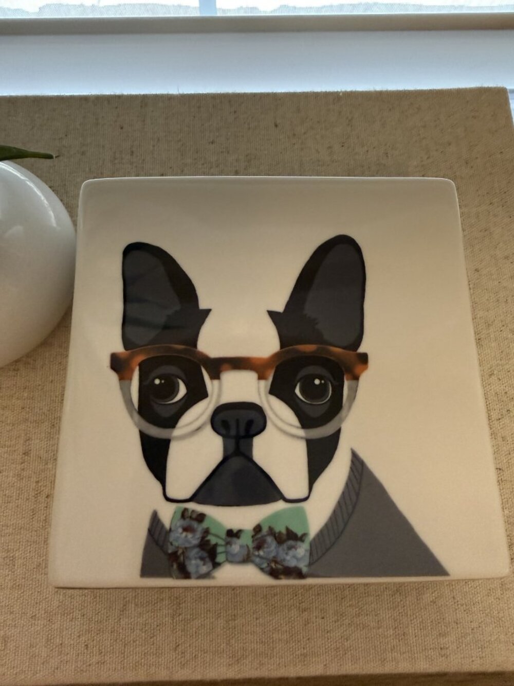 Rae Dunn Boston Terrier Ceramic Art Paperweight - Picture 3 of 4